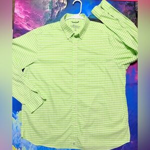 Vineyard Vines Green and White Gingham Button-Down Shirt